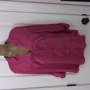 NWT CANDIES Hot Pink Animal print Button-up shirt with roll sleeves Sz XL